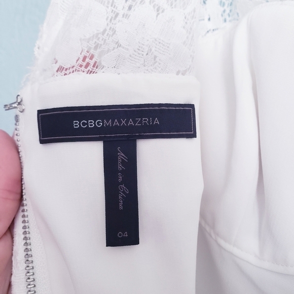 BCBGmaxazria Salina White Corset All Over Lace Bell Sleeve Mini Dress - Picture 12 of 12
